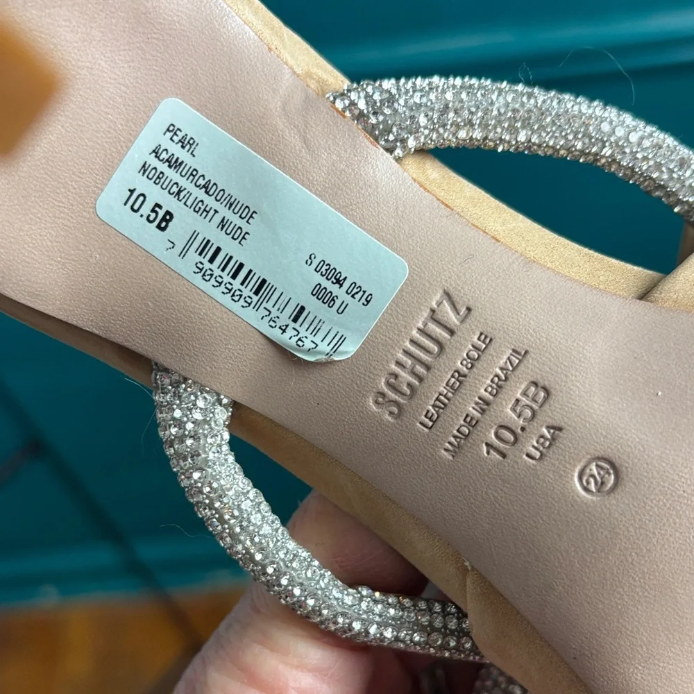 SCHUTZ Beige Heels with Sparkling Straps - Picture 5 of 6